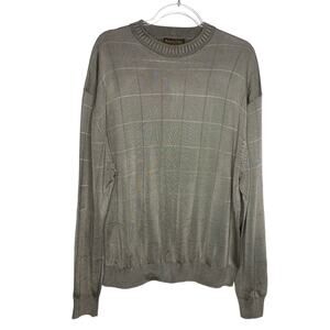 Roberto‎ Villini Collezione Mens Size XXL Tan Windowpane Sweater Long Sleeve
